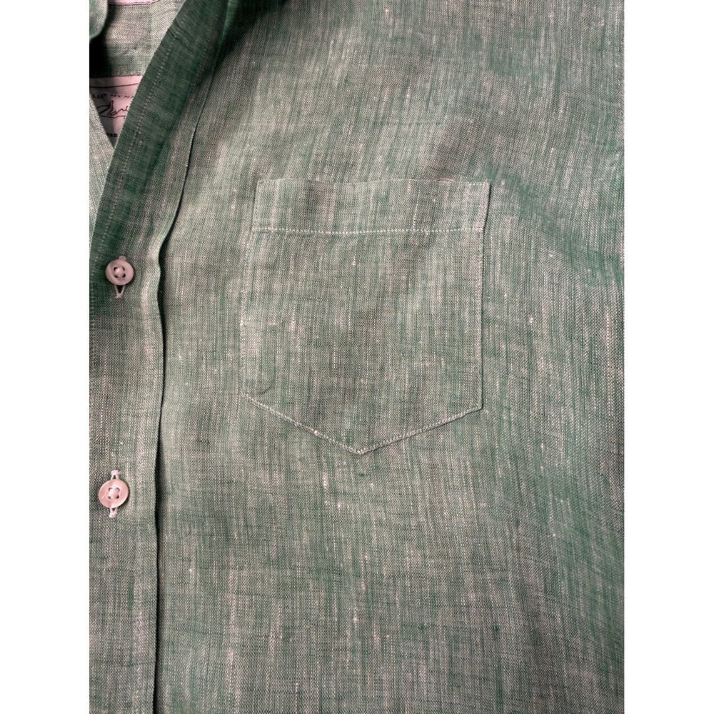 Frank & Eileen Mary Shirt Dress XXS Green 100% Linen Button Front Coastal NWOT - Picture 7 of 12